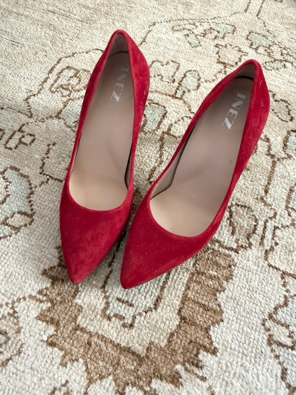 Red Suede Inez Pumps